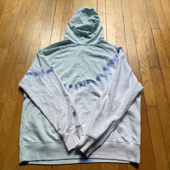 Peloton Size L White Blue Sunburst Tie-Dye Half Zip Pullover Hoodie Sweatshirt - Picture 14 of 15